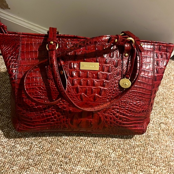 Brahmin Red Crocodile-Embossed Shoulder Bag - Picture 2 of 12